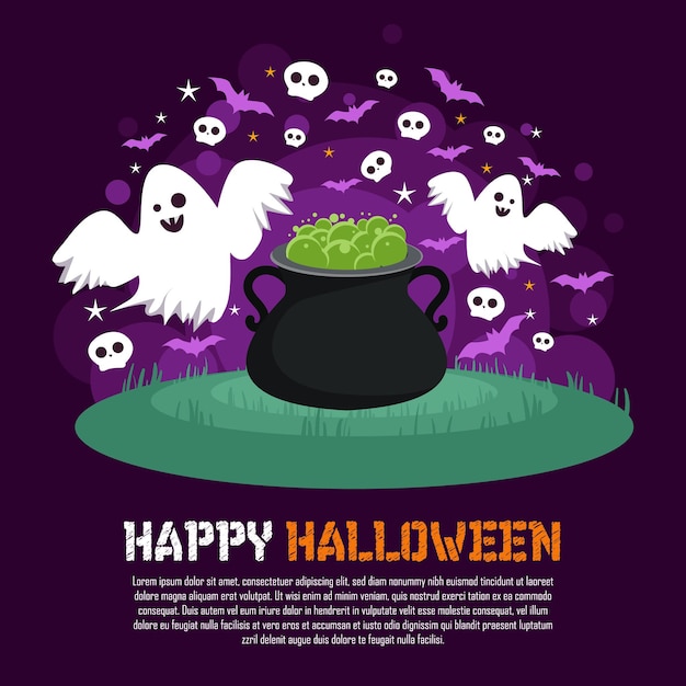 Happy Halloween with Cute Ghost Background