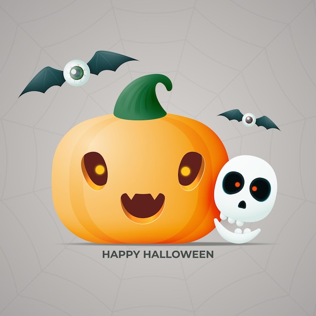 Happy Halloween with fun pumpkin, bat eyes.