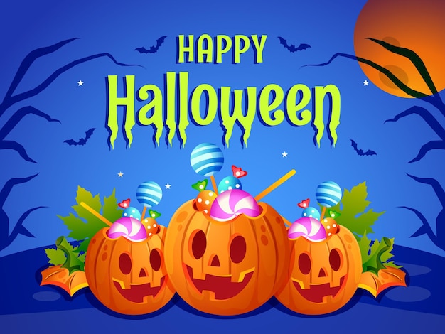 Happy halloween with pumpkin background design