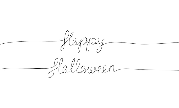 Happy halloween word continuous one line with word Minimalistic drawing of phrase illustration