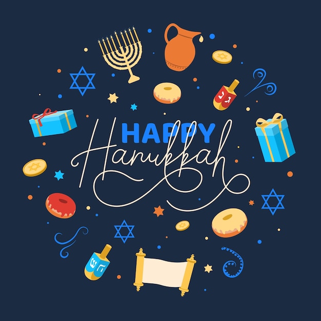 Vector happy hanukkah banner