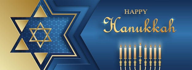 Happy Hanukkah card with nice and creative symbols on color background for Hanukkah Jewish holiday