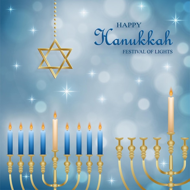 Happy hanukkah card with nice and creative symbols and gold
paper cut style on color background for hanukkah jewish holiday
(translation : happy hanukkah day, hag hahanukka)