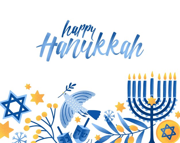 Vector happy hanukkah greeting card template