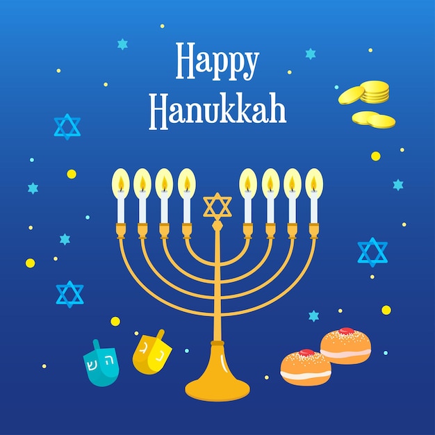 Vettore felice della cartolina d'auguri di hanukkah