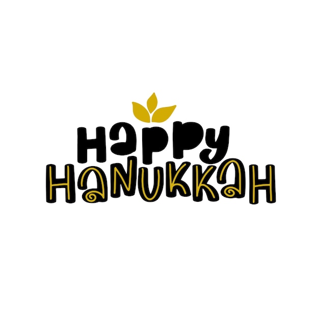 Happy hanukkah inscription greeting card with handdrawn typography