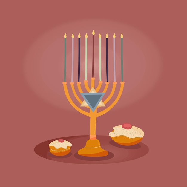 Happy Hanukkah еврейский фестиваль огней фон для приглашения на поздравительную открытку подсвечник