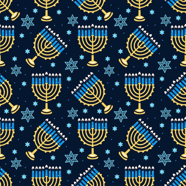 Happy hanukkah pattern with menorah traditional candles seamless