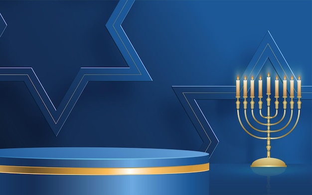 Palco rotondo sul podio felice di hanukkah con simboli simpatici e creativi