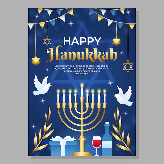 Vettore modello del manifesto di hanukkah felice