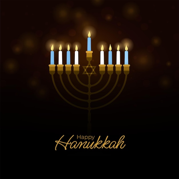 Happy hanukkah shining background with bokeh effect