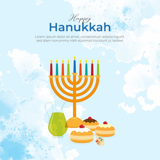 Vector happy hanukkah social media template for instagram post feed