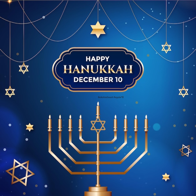 Vector happy hanukkah vector template with gift and stars