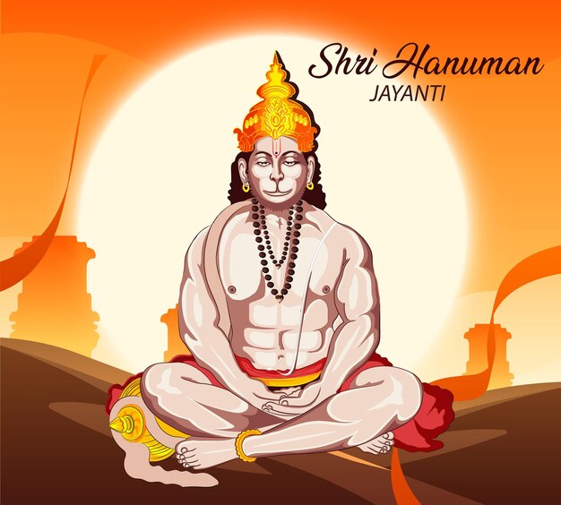 Vettore happy hanuman jayanti illustrazione vettoriale creativa