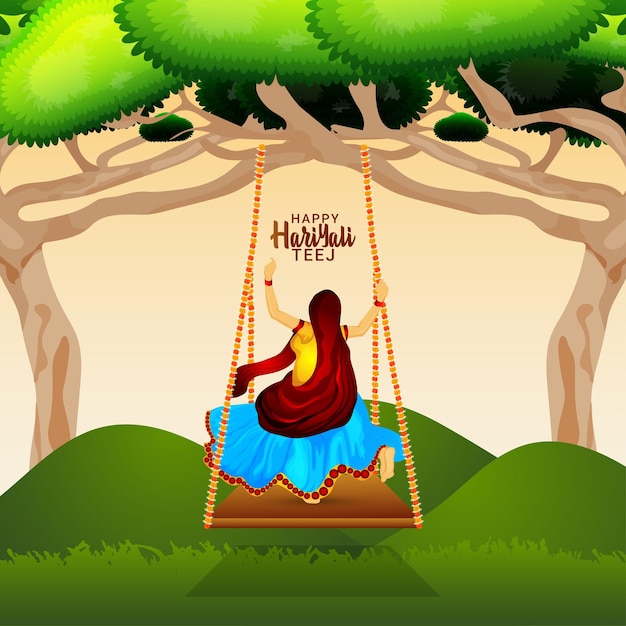 Happy hariyali teej фестивальная открытка