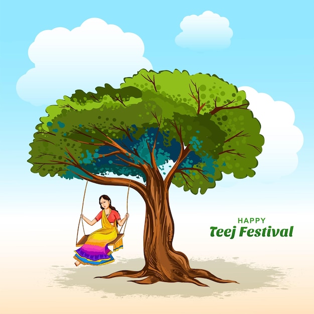 happy hariyali teej indian festival card background