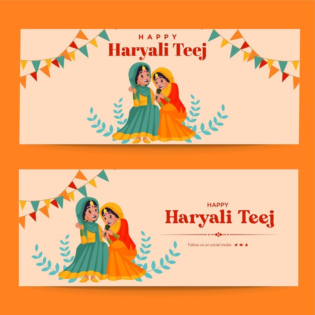 Happy haryali teej banner design template