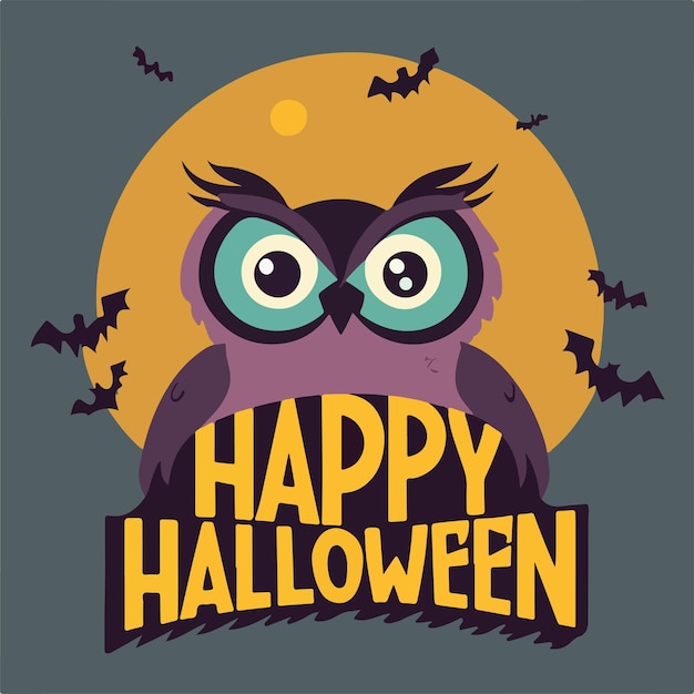 Premium Vector | Happy helloween owl vector illustration poster