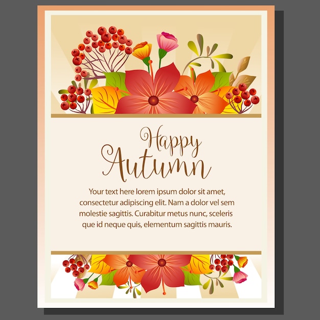 Happy herfst poster met najaar seizoen plant