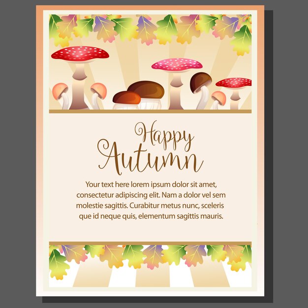 Happy herfst thanksgiving poster met set van paddestoel