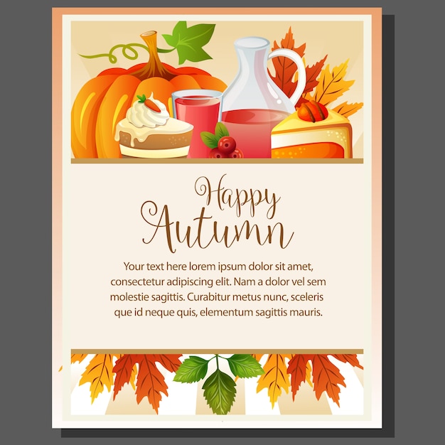 Happy herfst thanksgiving poster met stroop en cake