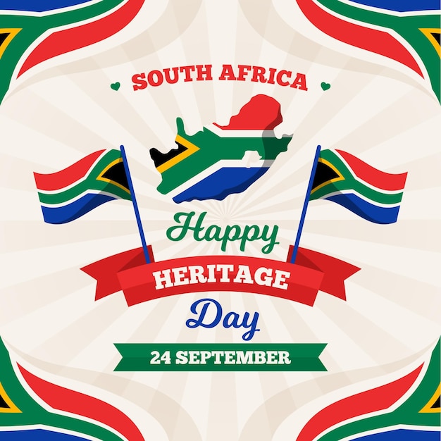 Happy heritage day met kaart en vlag