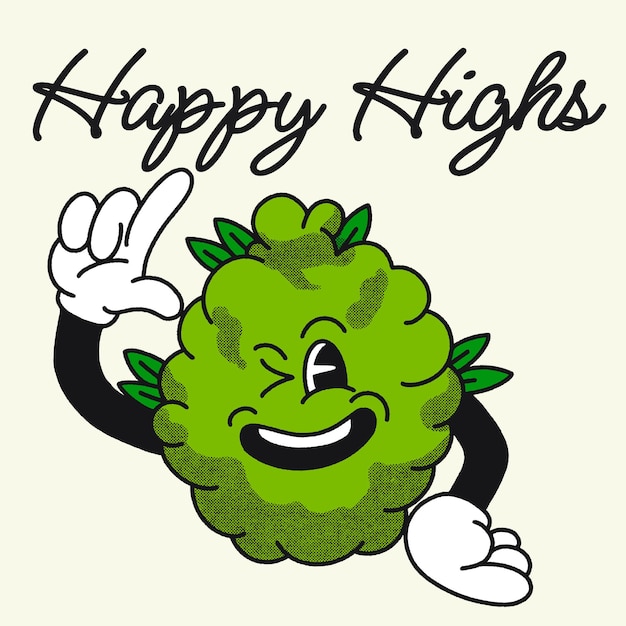 Happy highs met weed groovy characterdesign