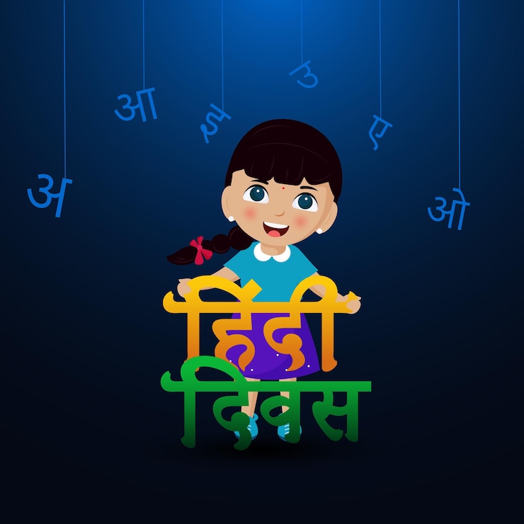 वेक्टर हिंदी दिवस की शुभकामनाओं वाला सेलिब्रेशन बैकग्राउंड