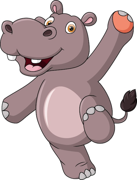 happy hippo cartoon dancing pose