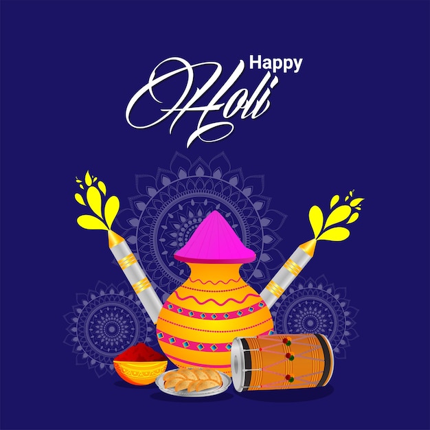 Happy holi celebration greeting card