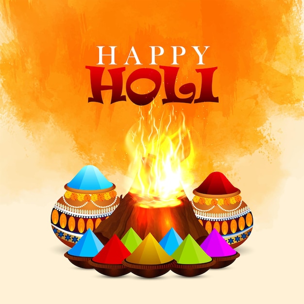 Happy holi celebration wishing greeting card