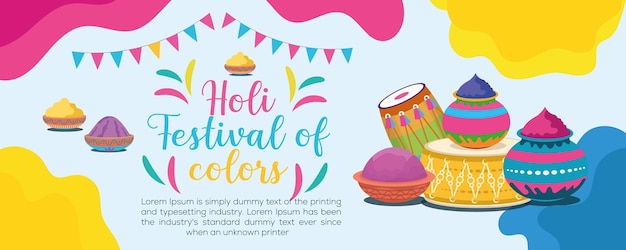 Happy holi colorful banner template indian hinduism festival celebration social media poster design