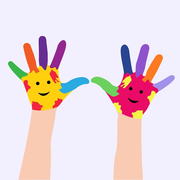 Vector happy holi colorful hands