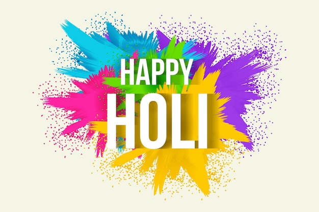 Happy holi festival background illustration with colorful powder splash