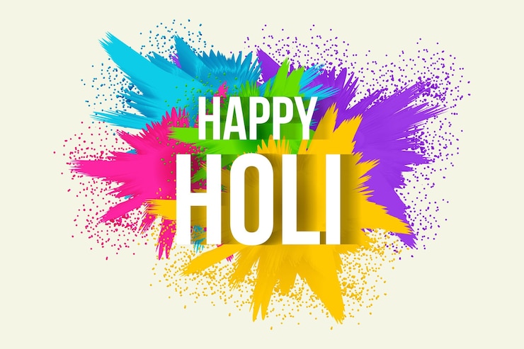 Vector happy holi festival background illustration with colorful powder splash