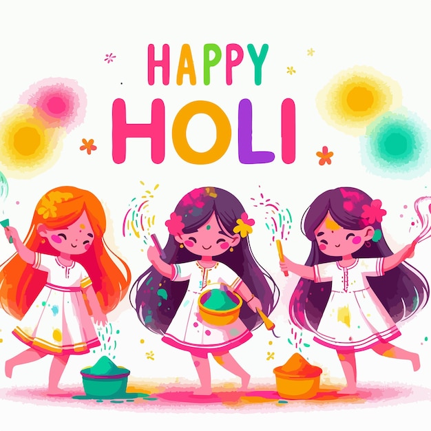 Happy Holi festival background vector illustration people playing Holi concept