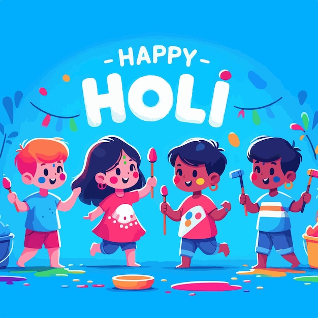 Happy Holi festival background vector illustration people playing Holi concept