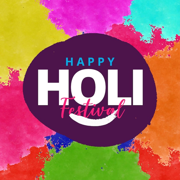 Happy holi festival colorful splatter new background design