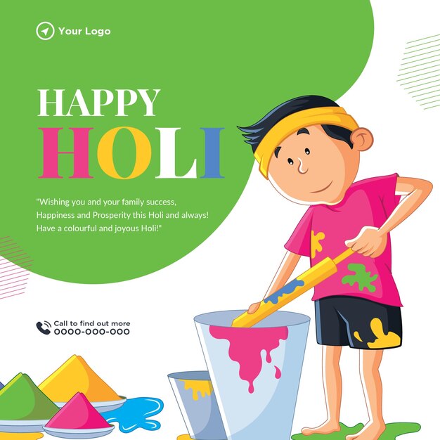 Happy holi festival of colors banner design template