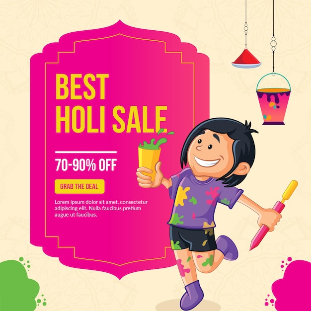 Happy holi festival of colors banner design template