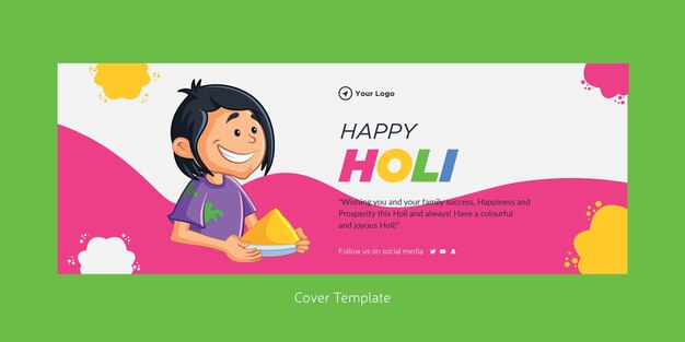 Happy holi festival of colors cover page template