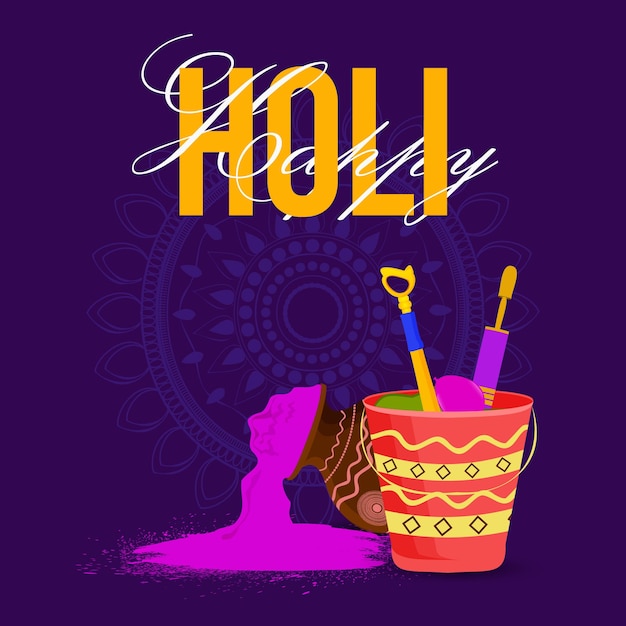 Happy Holi Festival Of Colors Illustration Of Colorful Gulal For Holi