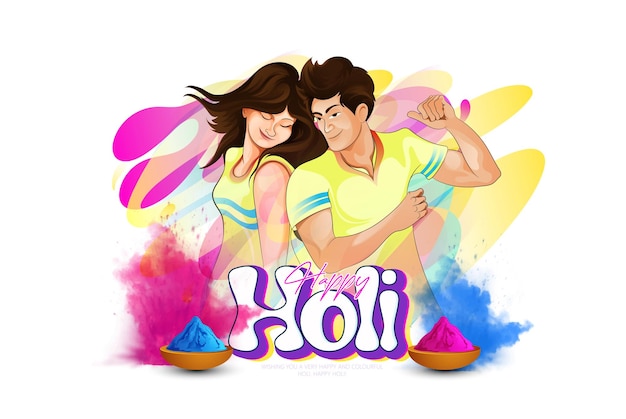 Happy Holi Festival Of Colors Illustration Of Colorful Gulal For Holi,