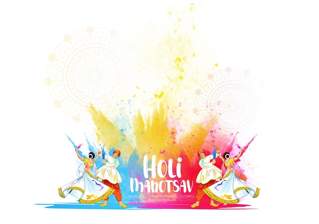 Happy holi festival of colors illustration of colorful gulal for holi,