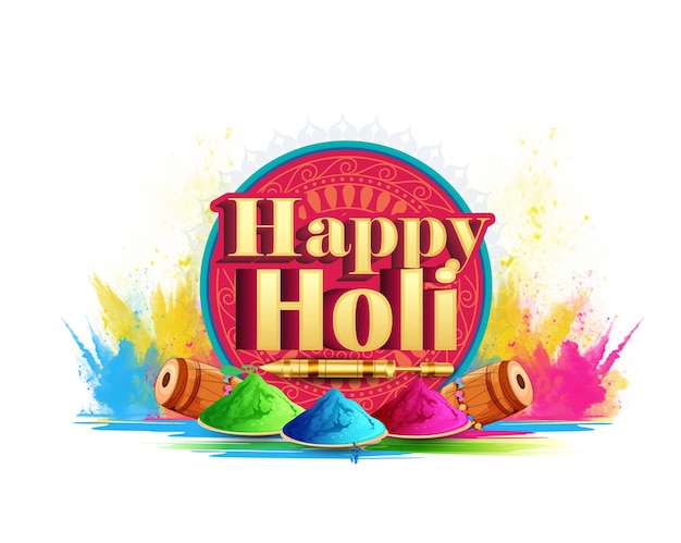 Happy Holi Festival Of Colors Illustration Of Colorful Gulal For Holi,