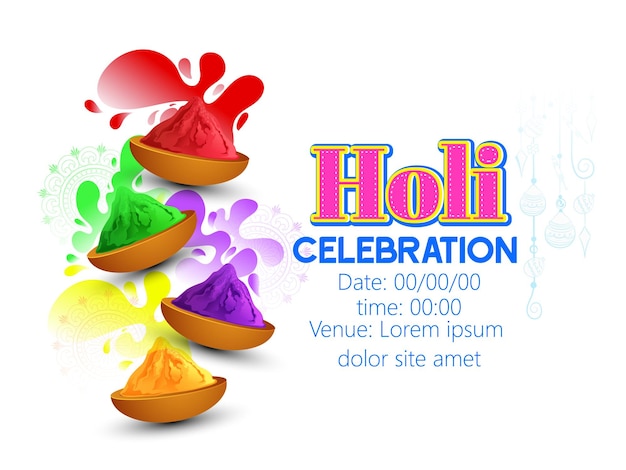 Happy Holi Festival Of Colors Illustration Of Colorful Gulal For Holi,