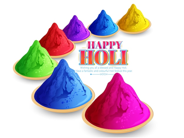 Happy Holi Festival Of Colors Illustration Of Colorful Gulal For Holi,