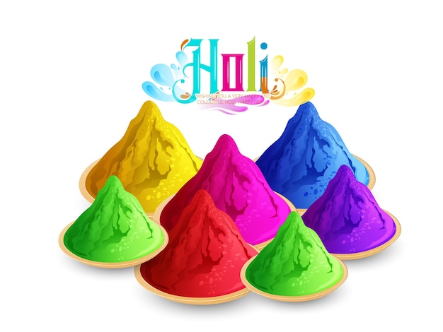 Happy Holi Festival Of Colors Illustration Of Colorful Gulal For Holi,