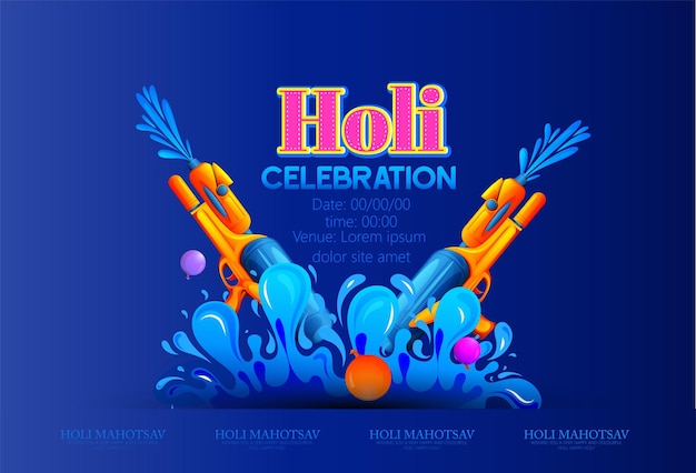 Happy Holi Festival Of Colors Illustration Of Colorful Gulal For Holi,