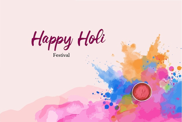 Vector happy holi festival of colors with color background design vector holi banner design with texts